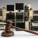 mazo judicial frente a residuos de aparatos eléctricos y electrónicos RAEE que simboliza sanciones por incumplimiento normativo