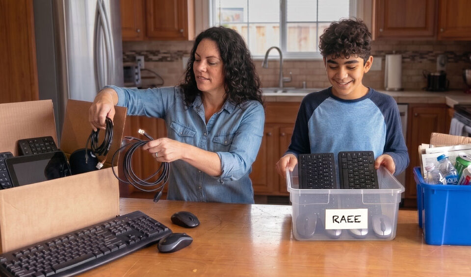 Computadores y dispositivos electrónicos preparados para su entrega en un punto de recolección RAEE