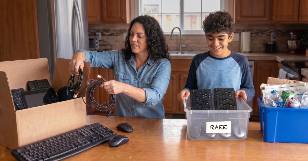 Computadores y dispositivos electrónicos preparados para su entrega en un punto de recolección RAEE